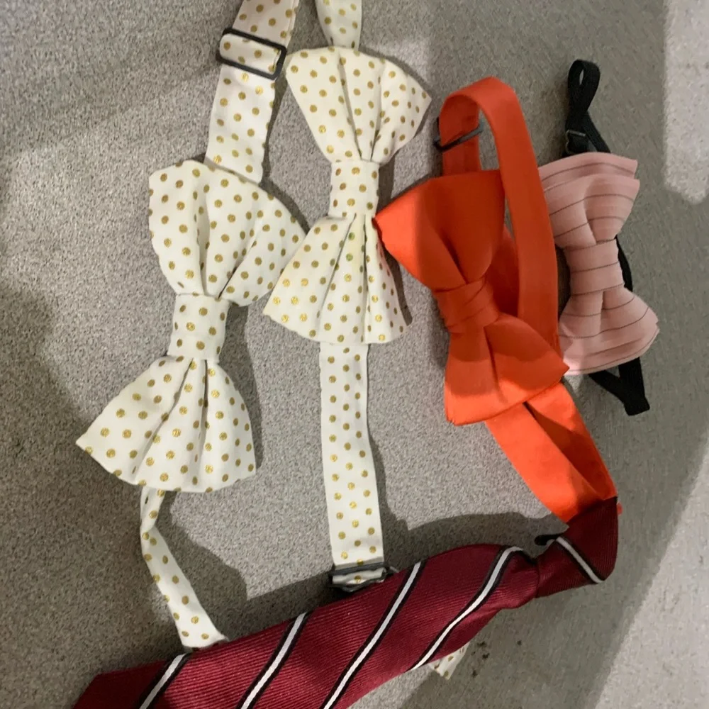Kids Bow Tie and Necktie Set - Orange, Pink, Red, White